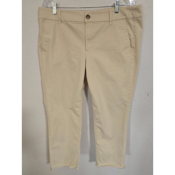 Loft Outlet Womens  Girlfriend Chino Cropped Khaki Pants Sz 14 - Picture 1 of 5